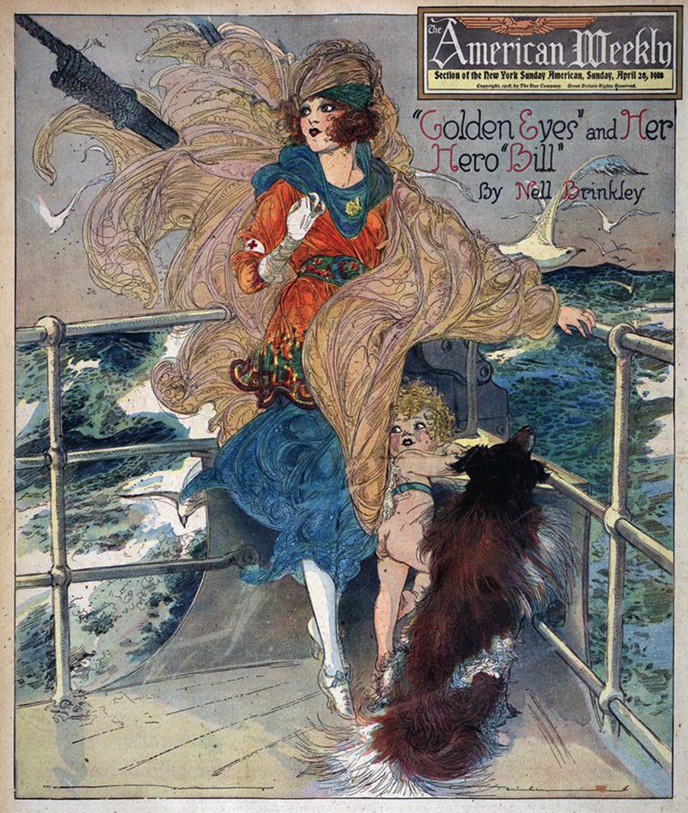 Golden Eyes and Her Hero Bill No. 5, "Her Escort 'Love' - Sails to 'Bill'" (American Weekly, Apr 28, 1918) 